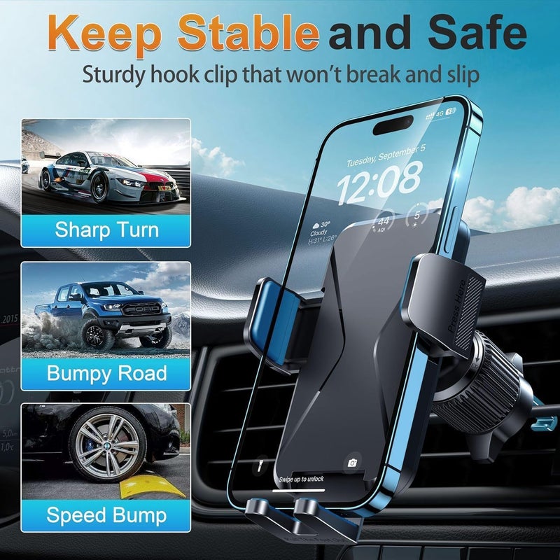 DOLYOFG Car Phone Holder Vent [Thick Cases Friendly] Phone Mount for Car Air Vent 360° Rotate Hands Free Cell Phone Holder for Car Automobile Cradle for All iPhone Android Smartphone - Image 4